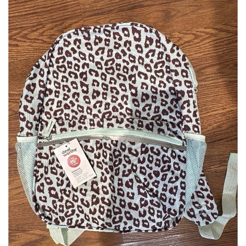 Deal worthy Teal & Leopard Print Backpack - Fits 15 In. Laptop NWT